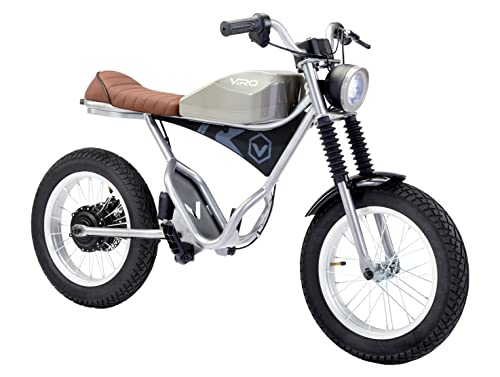 Viro Rides Cafe Racer, Motorized Electric Mini-Bike with Parent-Controlled Max Speed for Ages 8+,Multicolor