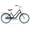 sixthreezero EVRYjourney Women's 7-Speed Step-Through Hybrid Cruiser Bicycle, 26" Wheels and 17.5" Frame, Navy with Brown Seat and Grips (630035)