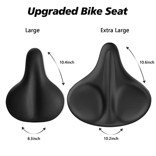 Xmifer Oversized Bike Seat - Comfortable Bicycle Saddle, Middle Groove Design, 2.95" Thick Memory Foam, Universal Fit Indoor Outdoor Peloton, Exercise or Road Bikes Black