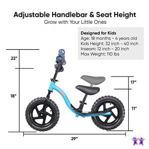 KRIDDO Toddler Balance Bike 2 Year Old, Age 18 Months to 4 Years Old, Early Learning Interactive Push Bicycle with Steady Balancing and Footrest, Gift Bike for 2-3 Boys Girls, Blue