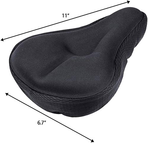 MENOLY Bike Seat Cover Gel Bicycle Seat Cover Bike Saddle Cover Waterproof Padded Bike Saddle Cushion with Water&Sun Resistant Cover, Black