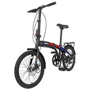 Barbella Adult Folding Bike Folding Bicycle, 20 Inch Folding Mountain Bike for Men & Women, 7 Speed Foldable Bicycle Cruiser Bike City Commuter Bicycle with Dual Disc Brake, Multiple Colors