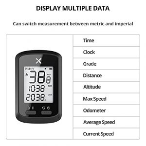 XOSS G GPS Bike Computer, Wireless Bluetooth Bike Speedometer and Odometer, Rechargeable Cycling Computer MTB Tracker with LCD Automatic Backlight Display, IPX7 Waterproof Fits All Bikes Electric Bike