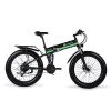 Shengmilo Electric Bike for Adults 26'' Ebike with 1000W Motor, 25MPH Fat Tire Mountain E Bike with Removable 48V/12.8Ah Lithium Battery, Hydraulic Brake, 7-Speed and Dual Shock Absorber, MX01-GREEN