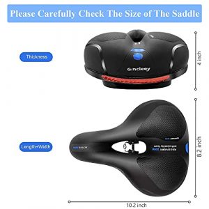 Gincleey Comfort Bike Seat for Women Men,Wide Bicycle Saddle Replacement Memory Foam Padded Soft Bike Cushion with Dual Shock Absorbing Universal Fit for Indoor/Outdoor Bikes with Reflect