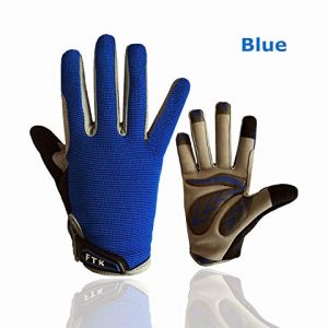 Cycling Gloves Kids Boys Girls Youth Full Finger Pair Bike Riding, Children Toddler Touch Screen Mountain Road Bicycle Warm Cold Weather Gel Padded, Color Blue Orange Age 2-11 (Blue, Small)
