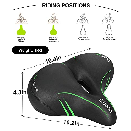 OKBONN Oversized Bike Seat for Women Men,Comfortable Replacement Bicycle Saddle with Soft Memory Foam,Extra-Wide Bike Seats Universal Fit for Indoor/Outdoor Bikes Accessories