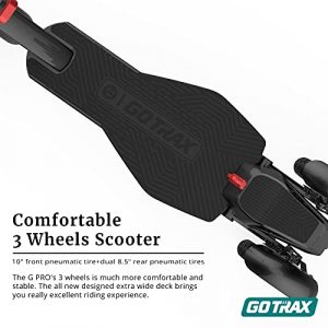 Gotrax Gpro Electric Scooter, 3 Wheel and Dual Rear Suspension, Max 24 Mile and 15.5Mph Power 350W Motor LG Battery, Double Anti-Theft Lock and Front 10