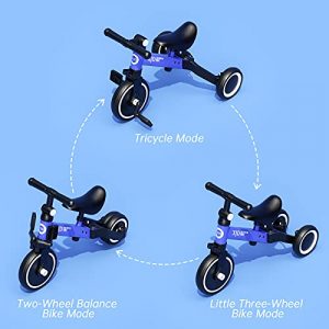 XJD 3 in 1 Kids Tricycles for 10 Month to 3 Years Old Kids Trike Toddler Bike Boys Girls Trikes for Toddler Tricycles Baby Bike Infant Trike with Adjustable Seat Height and Removable Pedal (Blue)