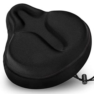 Xmifer Bike Seat Cushion - Soft Gel Padded Bike Seat Cover 11.8 x 10.63inch for Bicycle Seat and Exercise Bike, Compatible with Peloton, Cruiser, Stationary Bike Seats.
