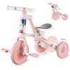 Lipneaed 3 in 1 Toddler Tricycles for 1-4 Years Old Kids, Trike for Boys Girls Baby Balance Bike with Adjustable Seat Height Convertible Rear Wheels and Removable Pedal-Pink