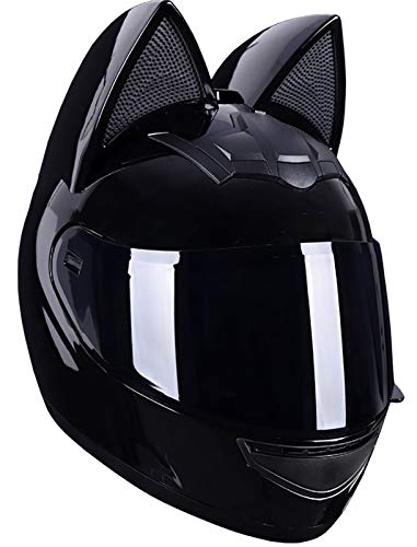 Girl Women Motorcycle Helmet Cat Ear Bluetooth Helmet DOT Certified Full Face Motorbike Helmet Four Season Flip-Up Helmets with Visor for Street Bike Racing Motocross ATV 8,M=(54~56CM)