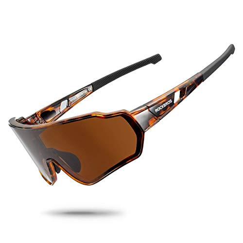 ROCKBROS Polarized Cycling Sunglasses for Men Sports Glasses Women UV protection Bike Glasses for Driving Running Fishing Brown