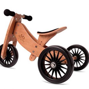 New Kinderfeets, Kids Tiny Tot Plus Balance Bike, Adjustable Seat, Puncture Proof Tires, Pedal-Free Training Bicycle for Children and Toddlers Ages 18 Months and up (Bamboo)