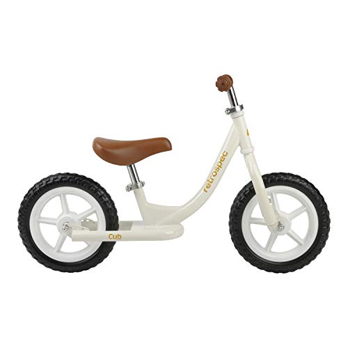 Retrospec Cub Kids Balance Bike No Pedal Bicycle - Beginner Toddler Bike - Steel Frame & Air-Free Tires - Girls & Boys 2-5 Years - Eggshell