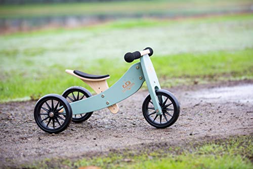 Kinderfeets TinyTot 2-in-1 Wooden Balance Bike and Tricycle - Easily Convert from Bike to Trike | Sustainable and Eco-Friendly | Adjustable Riding Balance Toy for Kids and Toddlers (Sage)