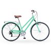 sixthreezero Pave n' Trail Women's 7-Speed Hybrid Bike, 700c Wheels/ 17" Frame, Mint Green with Brown Seat and Grips, One Size