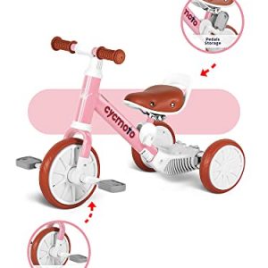 JOYSTAR 2 in 1 Toddler Tricycles for 1 2 3 Year olds Kids,Baby Balance Bike with Adjustable Seat and Detachable Pedals, Birthday Gifts for Boys Girls