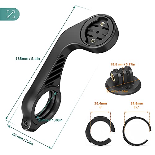 TUSITA Out Front Mount Compatible with Garmin Bike GPS Computer,XOSS G/G+,iGPSPORT GPS - Cycling Handlebar 25.4mm 31.8mm Light Holder Camera Bracket - Bicycle Combo Extended Mount Road MTB Accessories