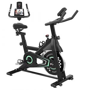 REHOOPEX Exercise Bike - Silent Belt Drive Stationary Bike, Indoor Cycling Bike Stationary with Comfortable Seat Cushion and LCD Monitor for Home Workout