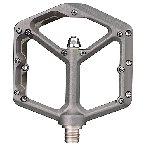 Spank OOZY Pedals (Gun Metal, 100x100mm) Mountain Bike Pedals, Hollow Taper Stainless Steel Pedals, 18 Preassembled Pins, Pedals for Mountain Biking, ASTM 5, All mountain, enduro, trail, E-Bikes