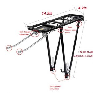 Bike Cargo Rack Cargo Universal Adjustable Bicycle Rear Luggage Touring Carrier Racks 55lbs Capacity Quick Release Mountain Road Bike Pannier Rack for 26
