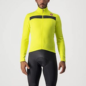 Castelli Cycling Puro 3 Jersey FZ for Road and Gravel Biking I Cycling - Yellow Fluo/Black Reflex - Small