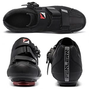 FENLERN Men's Cycling Shoes Compatible with Peloton Road Bike Shoes Indoor Riding Excerise Ratchet Buckle Outdoor Included Cleats (11, Black)