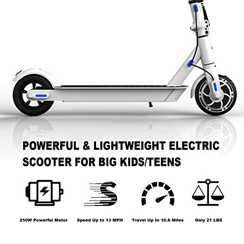 Hiboy S2 Lite Electric Scooter - 6.5" Solid Tires - Up to 10.6 Miles Long-Range & 13 MPH Portable Folding Commuting Scooter for Teens/Adults (White)