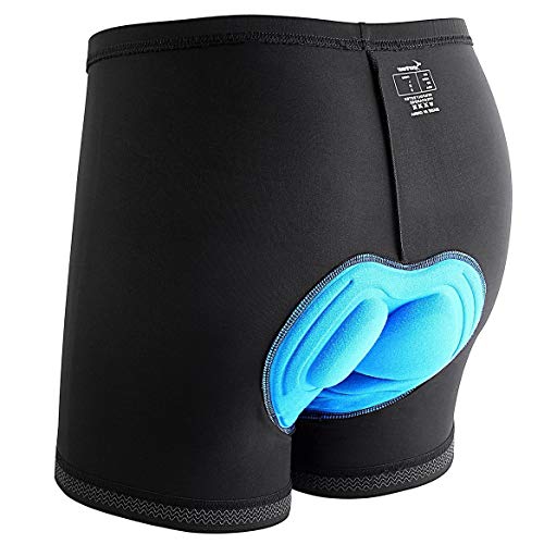 Sportneer Men's 3D Padded Bicycle Cycling Underwear Shorts w/ Anti-Slip Design, Breathable & Adsorbent, M Black