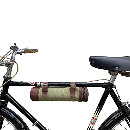 Hide & Drink, Waxed Canvas Bike Pack Tube, Zipper Commute Bag, Travel Storage Handmade Includes 101 Year Warranty