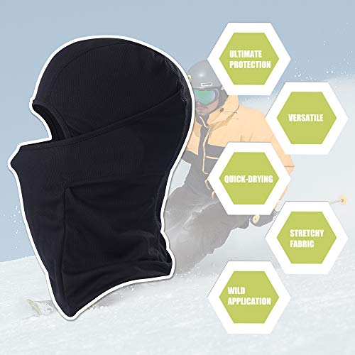 hikevalley Balaclava Face Mask Adjustable Windproof UV Protection Hood (Black)