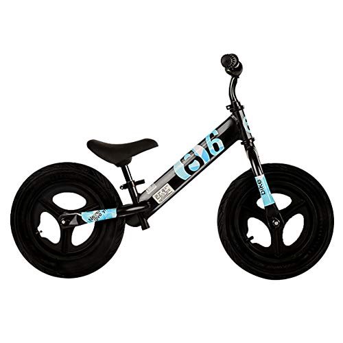LXLA 10" Balance Bike with Air Rubber Tires, Adjustable Seat and Soft Non-Slip Handle Bar, for Ages 1.5 – 4 Yrs Girls & Boys (Color : Black+Blue)