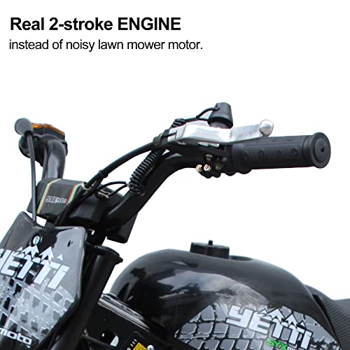 SYX MOTO 50cc Mini Dirt Bike Yetti Kids Gas Power Motorcyle Pit Bike, BLACK