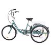 Viribus 24" 26" Adult Tricycle with Lock, 3 Wheel Bike with XL Rear Basket, Bell and Waterproof Bag for Dogs or Groceries, Single Speed Comfort Hybrid Commuter Trike, Tricycle for Women and Seniors