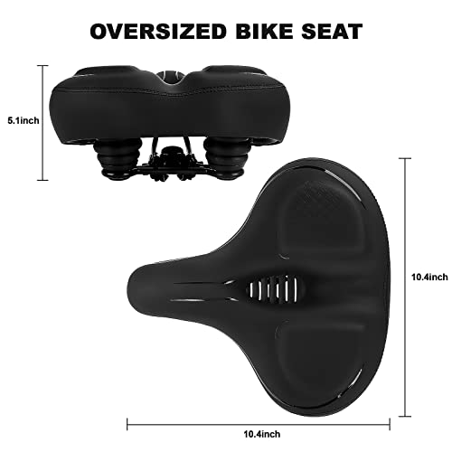 TONBUX Oversized Bike Seat for Men Women Comfort, Bicycle Seat Replacement with Wide Cushion, Breathable Waterproof Bike Saddle Pad, Universal Fit for Peloton/Exercise/Road/Cruiser/Mountain Bikes