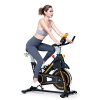 Exercise Bikes WHTOR Stationary Bike Indoor 35 LB Chrome Flywheel Cycle Bikes for Home Exercise with LCD Monitor Phone Mount Comfortable Seat Cushion -Orange