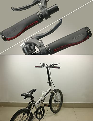 Ergonomic Bike Grips, TinkBike Microfiber Leather Bicycle Grips, Dual Lock-On Bike Handle Grips for BMX, Mountain/Cruiser/Folding Bikes, 130mm Length, Fits 7/8 inches Diameter Handlebars, Black