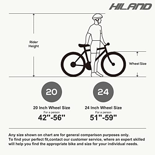 Hiland 20 Inch Kids Mountain Bike Shimano 7 Speed for Ages 5-9 Years Old Boys Girls White
