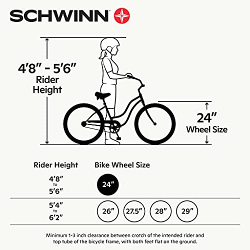 Schwinn Destiny Womens Beach Cruiser Bike, Single Speed, 24-inch Wheels, Purple