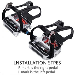 YBEKI Spin Bike SPD Pedals - Hybrid Pedal with Toe Clip and Straps, Suitable for Spin Bike, Indoor Exercise Bikes and All Indoor Bike with 9/16