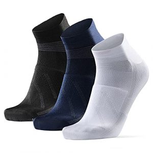 Cycling Socks for Men & Women, 3 Pack Low-Cut Breathable Bike Socks (Multicolor (1 x White, 1 x Black, 1 x Blue), US Women 8-10 // US Men 6.5-8.5)