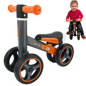 Baby Balance Bike, Toddler Bikes 18-36 Months with 4 Silent Wheels, No Pedals Kids Bike Riding Toy for 1 Year Old Boys Girls, First Birthday Gift(Orange)