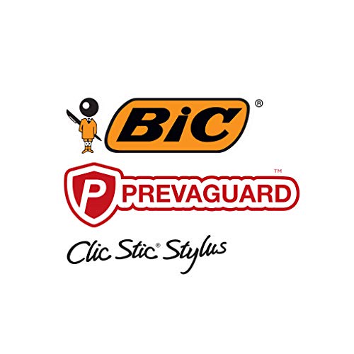 BIC PrevaGuard Clic Stic Ballpoint Pen & Stylus, With Built-in Protection To Suppress Bacteria Growth, Medium Point (1.0mm), Black, 12-Count