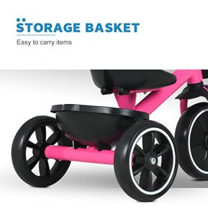 Toddler Tricycle Kids Trike for 3-5 Years Boys & Girs W/ Super Large&Comfortable Seat 3 Lever Adjustable 8”Wheels W/ Great Traction, Pink