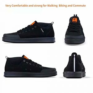 Mens MTB Mountain Bike Cycling Shoes for Flat Pedals,Suitable for Free Riding Mountain Biking D/H Enduro Cross Trail Commuter BMX,Black 8.5