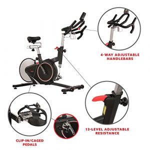 Sunny Health & Fitness Magnetic Rear Belt Drive Indoor Cycling Bike with RPM Cadence Sensor - SF-B1709, Black
