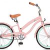 ACEGER Girls Beach Cruiser Bike, 16 Inch and 20 Inch Bike for Kids 4-9 Years Old (Coral Pink2, 16 inch)