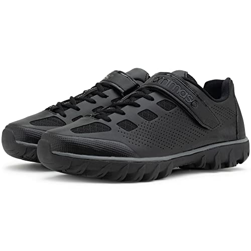 Tommaso Roma Men's Indoor Cycling/Commuter Urban Walkable Cycling Shoe, Compatible with SPD Cleat, Velcro Strap - Black - 47