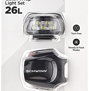 Schwinn LED Bike Light Headlight and Tail Light Set, Battery Powered, 75 Foot Beam Distance
